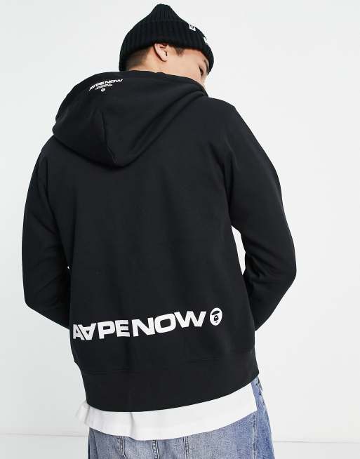 AAPE By A Bathing Ape one point full zip hoodie in black