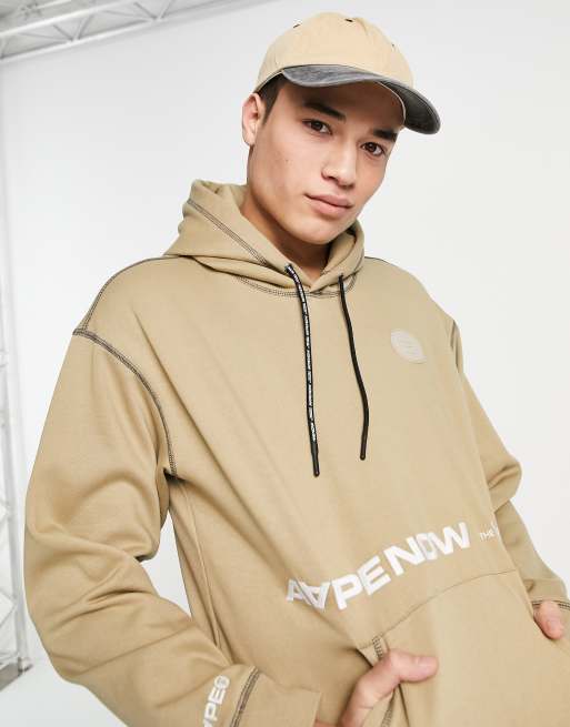 AAPE By A Bathing Ape one point loose fit hoodie in beige