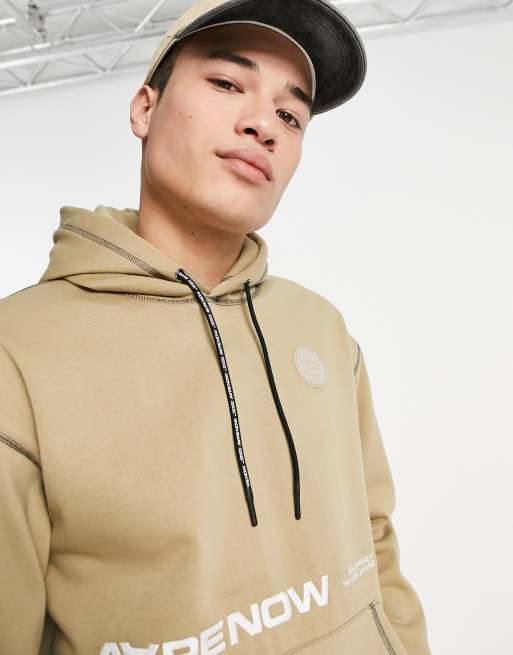 AAPE By A Bathing Ape one point loose fit hoodie in beige