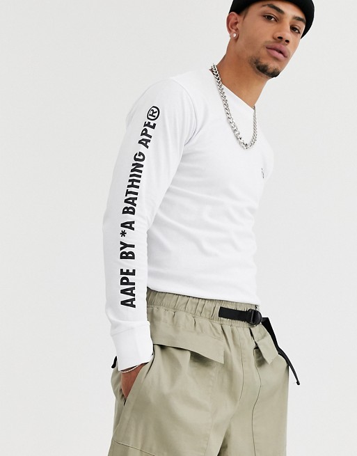 AAPE By A Bathing Ape One Point printed long sleeve top in white