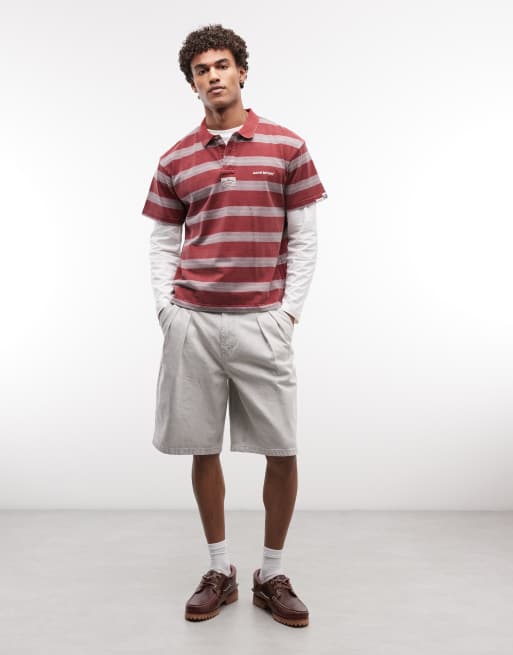 Aape by A Bathing Ape Oversize-Polo mit Streifen in Rot und Weiß, 2 von 5