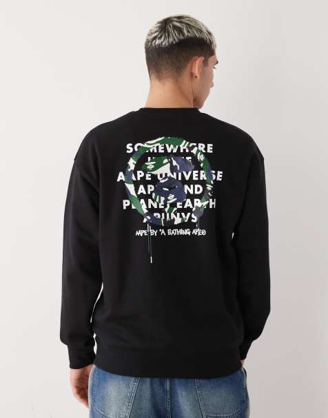 AAPE BY A BATHING APE® – Oversize-Sweatshirt in Schwarz mit Rundhalsausschnitt und Camouflage-Logoprint auf Brust und Rücken - view 1