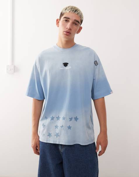 AAPE BY A BATHING APE® – Oversize-T-Shirt in Hellblau mit Spray-Färbung - view 1
