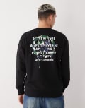 [AAPE BY A BATHING APE®] Aape by A Bathing Ape oversized crew sweatshirt in black with chest and back camo logo print-Multi Chest 36 MULTI