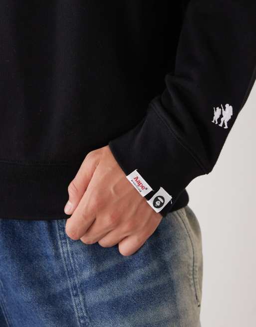 Aape by A Bathing Ape oversized crew sweatshirt in black with chest and back camo logo print, 5 of 5