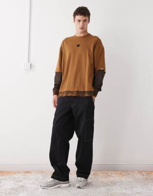 Aape By A Bathing Ape Oversized Double Layer Long Sleeve T-shirt In Brown