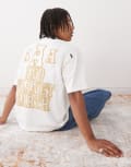 [AAPE BY A BATHING APE®] Aape by A Bathing Ape oversized fit t-shirt in cream with back logo embossing-White Chest 32 WHITE