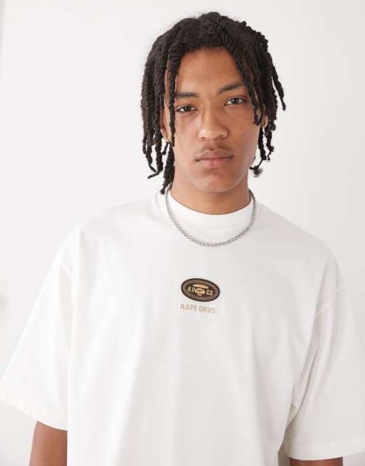 Aape by A Bathing Ape oversized fit T-shirt in cream with back logo embossing