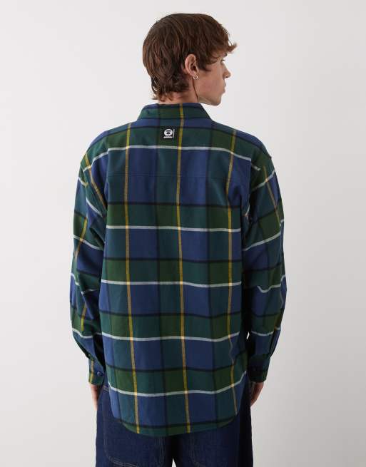 Aape by A Bathing Ape oversized flannel shirt in blue and green | ASOS