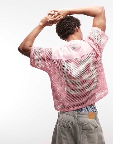 AAPE BY A BATHING APE oversized mesh jersey top i pink med flerfarvede logoprint - view 1