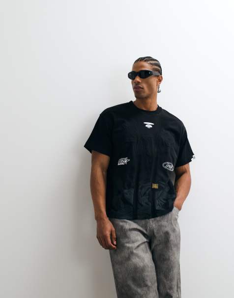 Aape by A Bathing Ape oversized motocross t-shirt in black - view 1