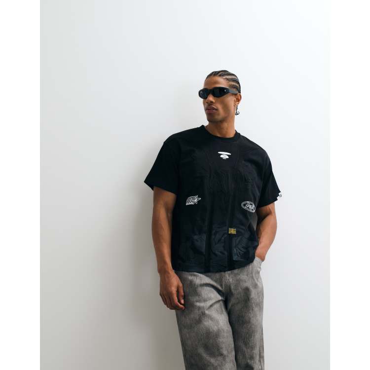 Aape by A Bathing Ape oversized motocross t-shirt in black | ASOS
