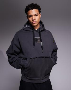 Aape by A Bathing Ape oversized pullover hoodie in black garment dye