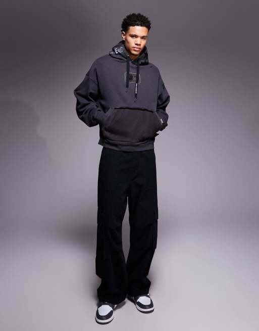 Aape by A Bathing Ape oversized pullover hoodie in black garment dye, 2 of 5