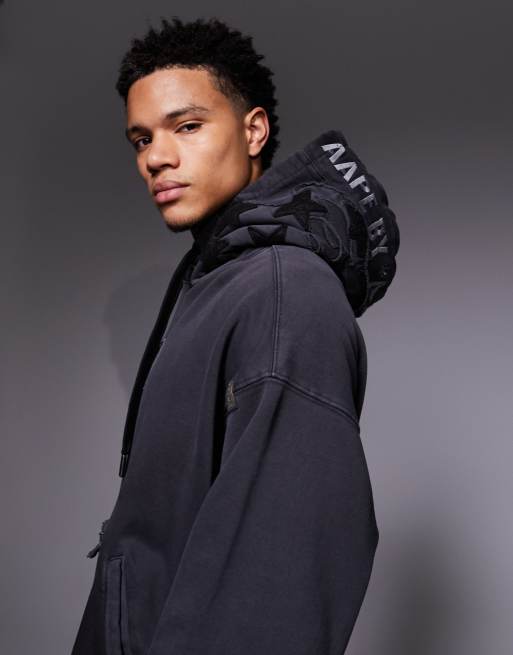 Aape by A Bathing Ape oversized pullover hoodie in black garment dye, 4 of 5