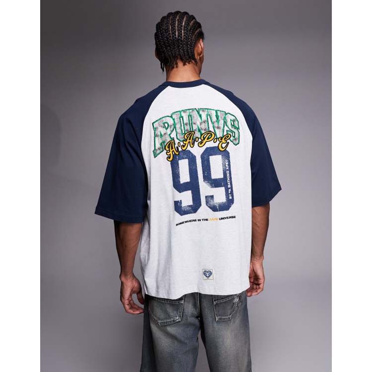 Aape by A Bathing Ape oversized raglan t-shirt in gray and blue