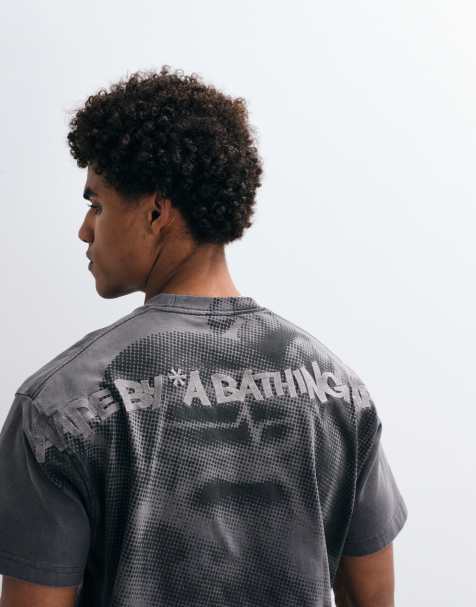 Aape by A Bathing Ape oversized T-shirt i vasket sort med stort print på ryggen - view 1
