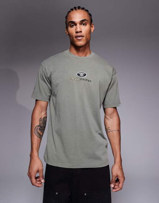 Aape by A Bathing Ape oversized t-shirt in khaki with motocross back print, 3 of 5