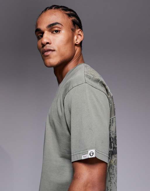 Aape by A Bathing Ape oversized t-shirt in khaki with motocross back print, 4 of 5