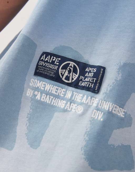 Aape By A Bathing Ape® - Oversized T-shirt in lichtblauw met spray dye , 5 van 5