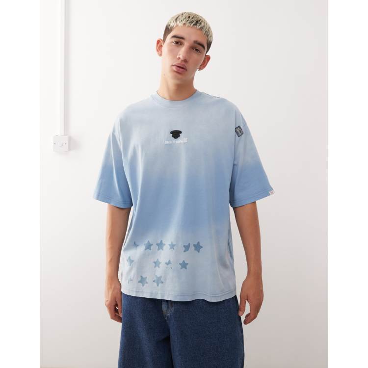 Aape by A Bathing Ape oversized t-shirt in light blue with spray