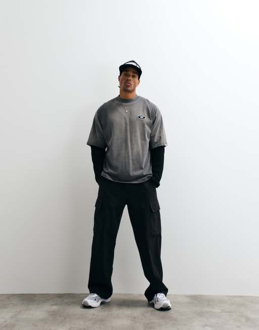 Aape by A Bathing Ape oversized t-shirt in washed charcoal with motocross back print, 4 of 5