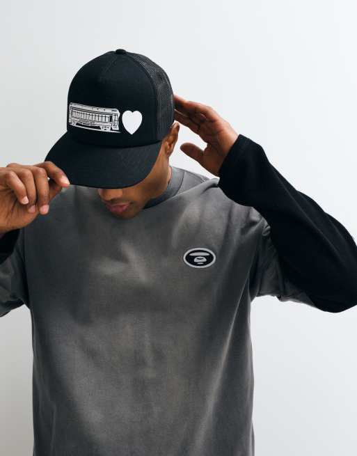 Aape by A Bathing Ape oversized t-shirt in washed charcoal with motocross back print, 5 of 5