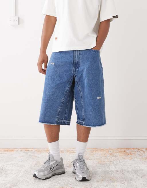 AAPE By A Bathing Ape - Pantaloncini di jeans lavaggio blu chiaro con logo ricamato , 2 di 5