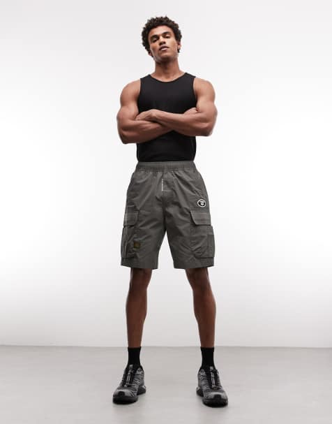 AAPE BY A BATHING APE - pantalones cortos cargo en gris oscuro - view 1