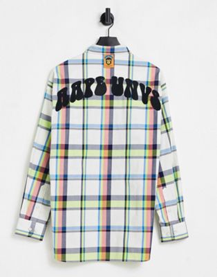 Aape By A Bathing Ape peace check shirt in off white - ASOS Price Checker