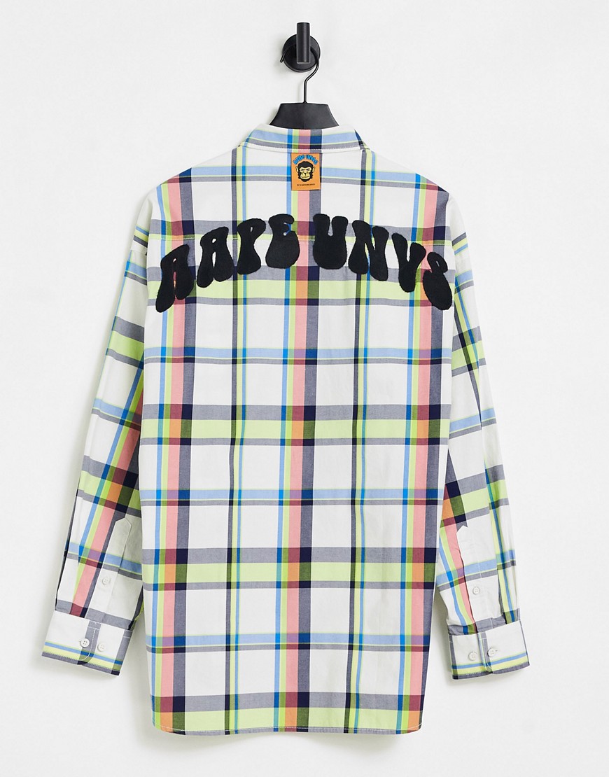 Aape By A Bathing Ape peace check shirt in off white