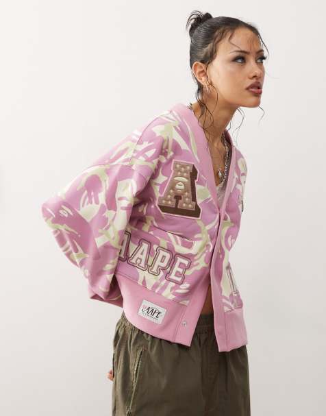 Aape By A Bathing Ape pink camo knitted cardigan in multi - view 1