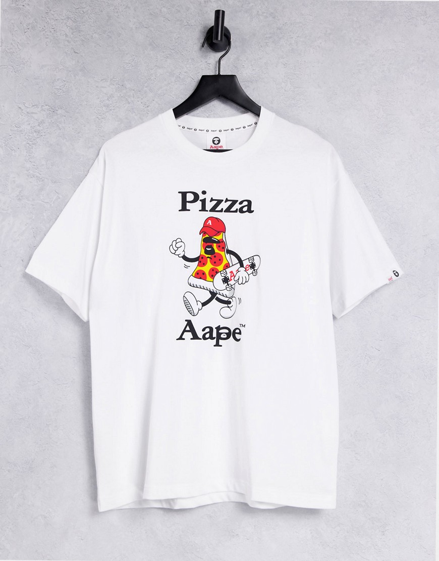 AAPE By A Bathing Ape pizza boxy fit t-shirt in white