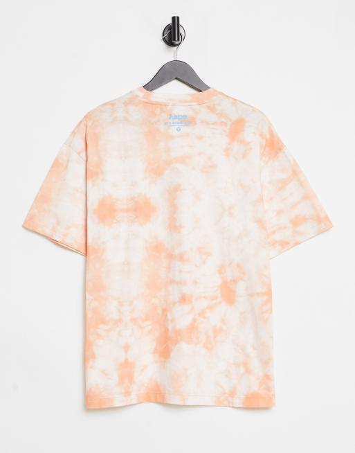 AAPE By A Bathing Ape – Pomarańczowy T-shirt z efektem tie-dye, 3 z 4