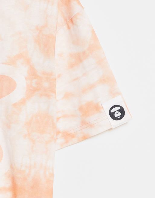 AAPE By A Bathing Ape – Pomarańczowy T-shirt z efektem tie-dye, 4 z 4