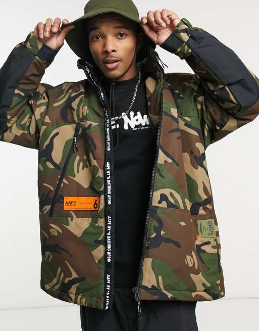 pe By A Bathing Ape Primaloft Jacket With Fold Into Collar Hood In Camo Asos