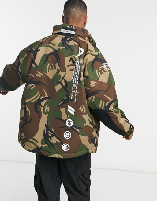 pe By A Bathing Ape Primaloft Jacket With Fold Into Collar Hood In Camo Asos