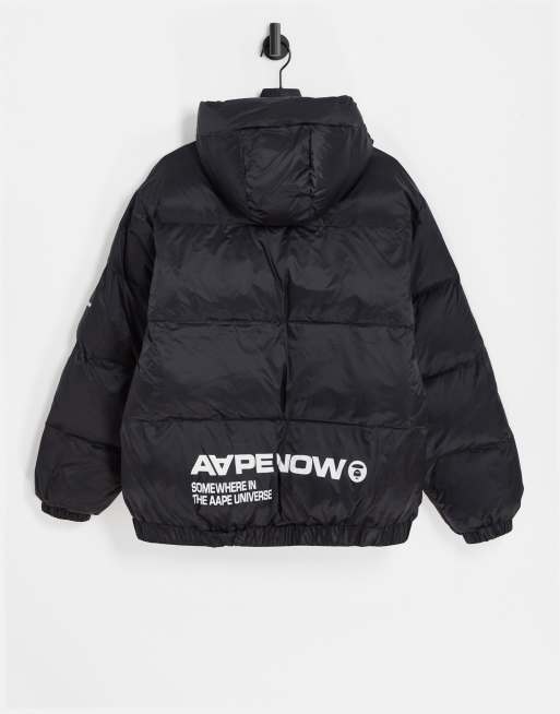 AAPE By A Bathing Ape puffer jacket in black | ASOS