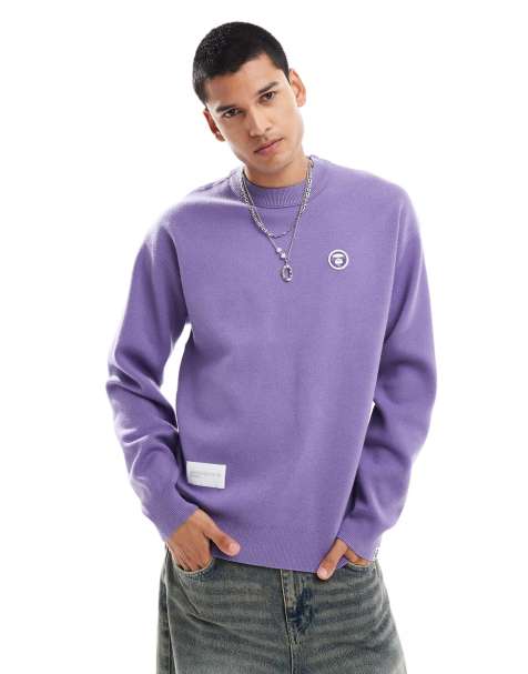 Aape by A Bathing Ape – Pullover in Lila mit Logo und Rundhalsausschnitt - view 1