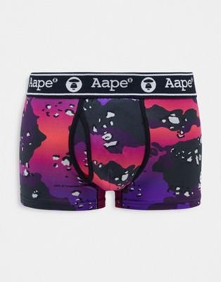 Aape by A Bathing Ape purple camo boxers with logo waistband