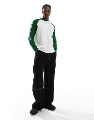 Aape by A Bathing Ape raglan long sleeve T-shirt in gray and green 