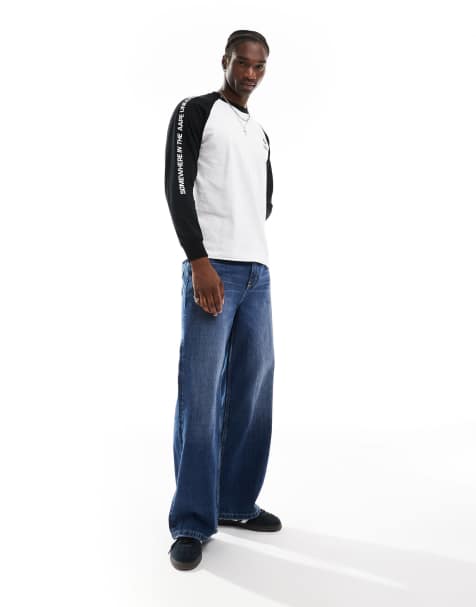AAPE by A Bathing Ape raglan long sleeve T-shirt in white & black - view 1