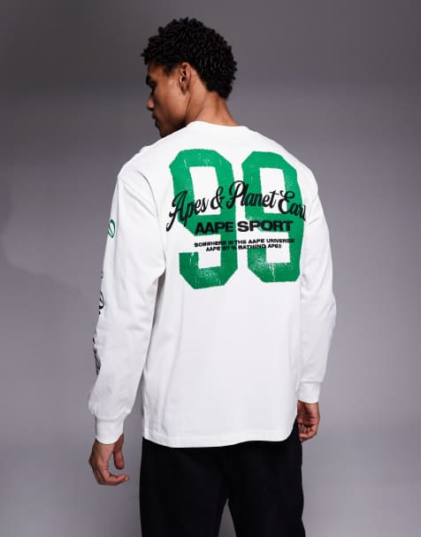 Aape by A Bathing Ape - Råhvid T-shirt med lange ærmer og multifarvet print - view 1