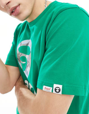 Aape By A Bathing Ape Regular Fit Short Sleeve T-shirt With Front Print In Green