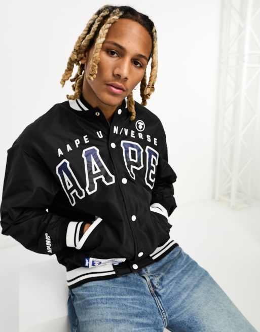 Aape By A Bathing Ape reversible baseball jacket in black