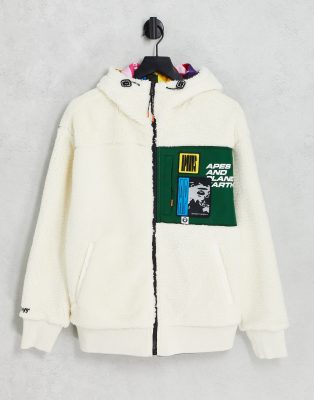 AAPE by A Bathing Ape reversible camo fleece hoodie in white - ASOS Price Checker