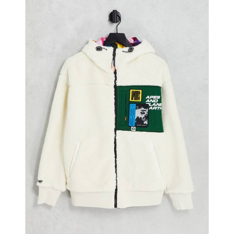 AAPE by A Bathing Ape reversible camo fleece hoodie in white