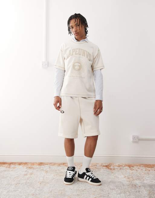 Aape by A Bathing Ape reversible campus logo t-shirt in off white 