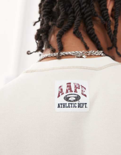 Aape by A Bathing Ape reversible campus logo t-shirt in off white 