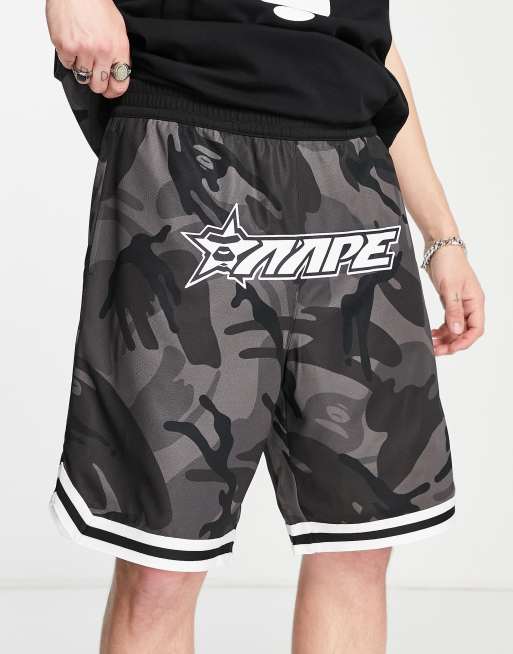 AAPE By A Bathing Ape reversible college mesh shorts in black | ASOS